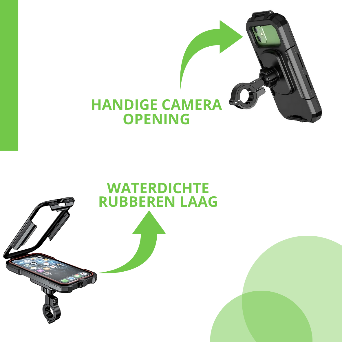 NOVTEC® Telefoonhouder Fiets- 360° graden draaibaar- Waterdicht- Fiets Scooter & Motor- GSM Houder -Anti Schok Laag -Zwart - 4 tot 7 inch