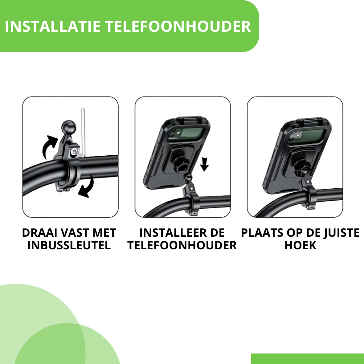 NOVTEC® Telefoonhouder Fiets- 360° graden draaibaar- Waterdicht- Fiets Scooter & Motor- GSM Houder -Anti Schok Laag -Zwart - 4 tot 7 inch